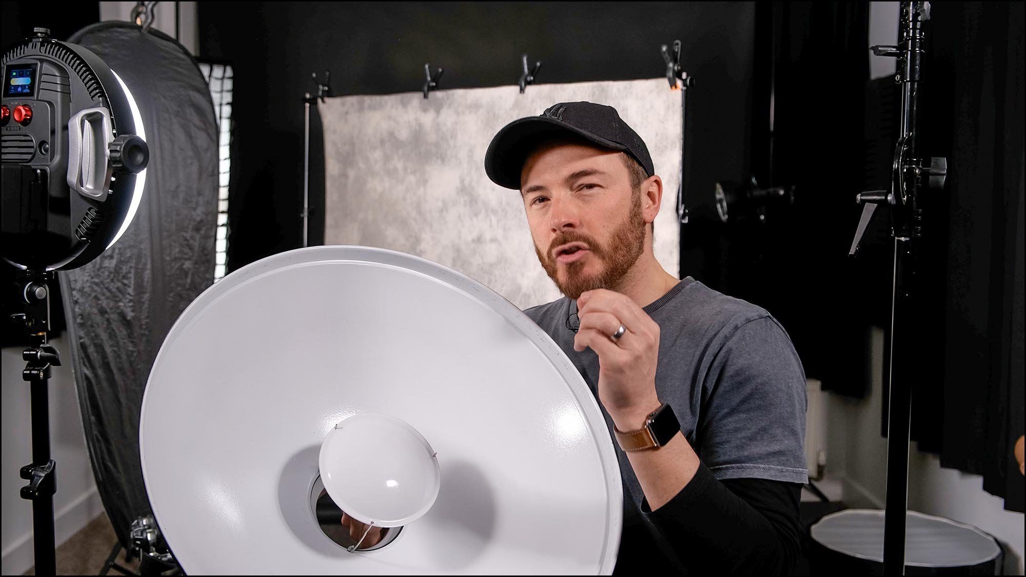 Mark showing the equipment needed for headshot photography