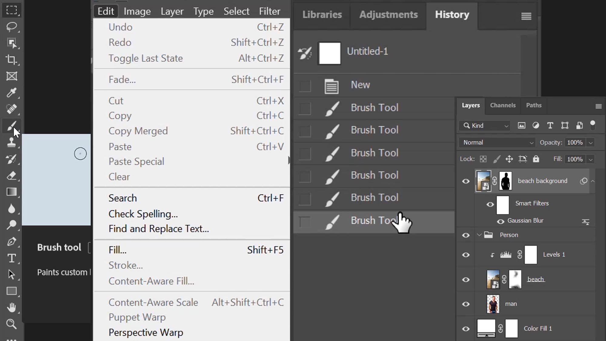 Screen capture of the Photoshop Workspace
